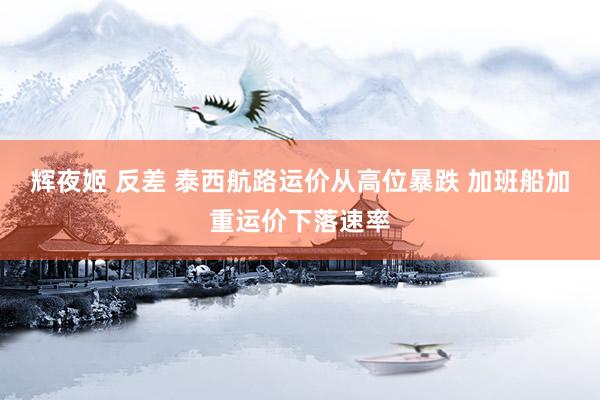 辉夜姬 反差 泰西航路运价从高位暴跌 加班船加重运价下落速率
