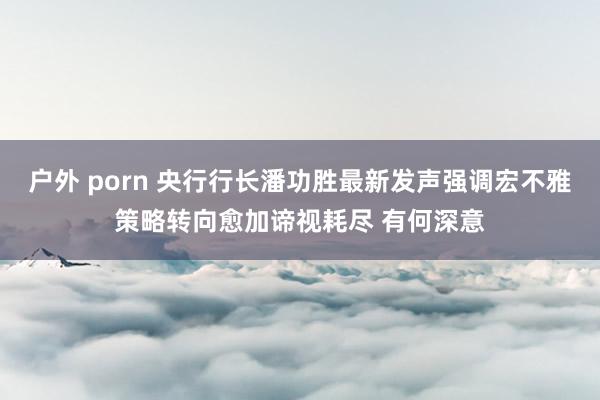 户外 porn 央行行长潘功胜最新发声强调宏不雅策略转向愈加谛视耗尽 有何深意